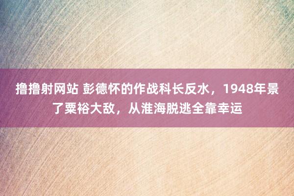 撸撸射网站 彭德怀的作战科长反水，1948年景了粟裕大敌，从淮海脱逃全靠幸运