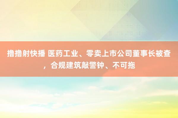 撸撸射快播 医药工业、零卖上市公司董事长被查，合规建筑敲警钟、不可拖