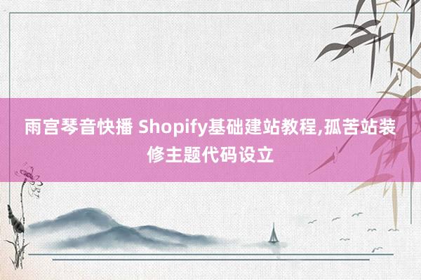 雨宫琴音快播 Shopify基础建站教程,孤苦站装修主题代码设立