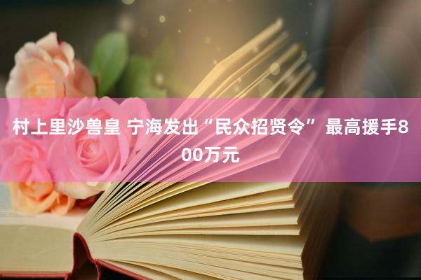 村上里沙兽皇 宁海发出“民众招贤令” 最高援手800万元