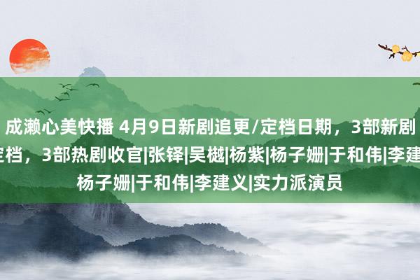 成濑心美快播 4月9日新剧追更/定档日期，3部新剧开播2部新剧定档，3部热剧收官|张铎|吴樾|杨紫|杨子姗|于和伟|李建义|实力派演员